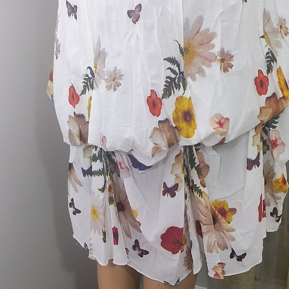Elegant White Floral Midi Dress - Picture 9 of 13